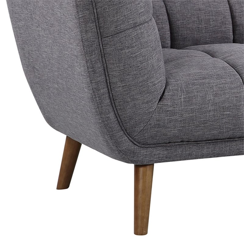 Allora Modern Fabric Upholstered Loveseat with Wood Legs in Dark Gray/Walnut
