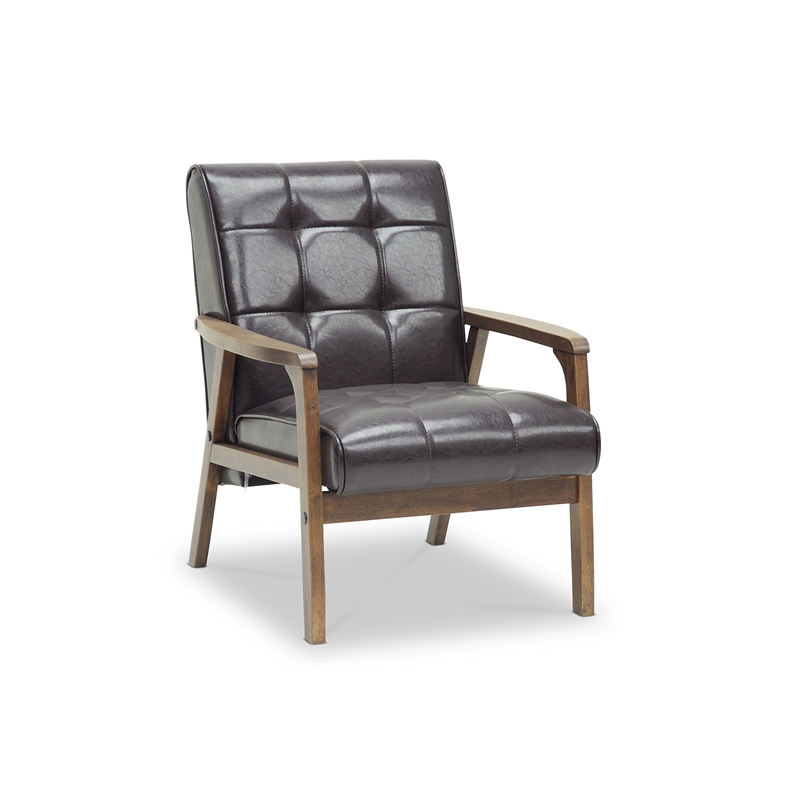 Allora Mid-Century 3-Piece Bonded Leather Sofa Set in Brown