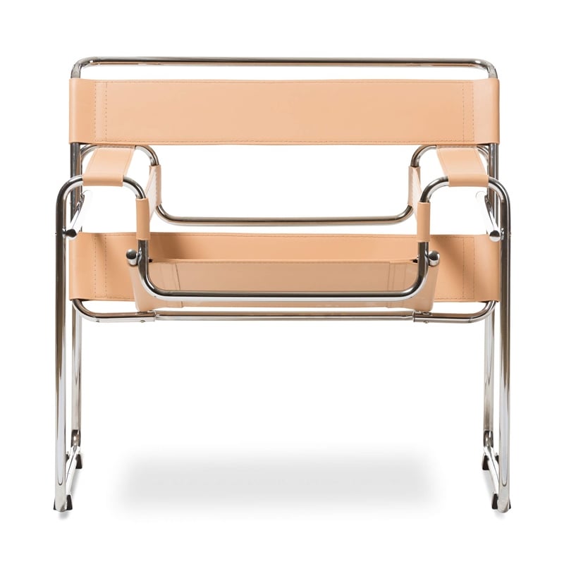 Allora Bonded Leather and Steel Frame Accent Chair in Tan