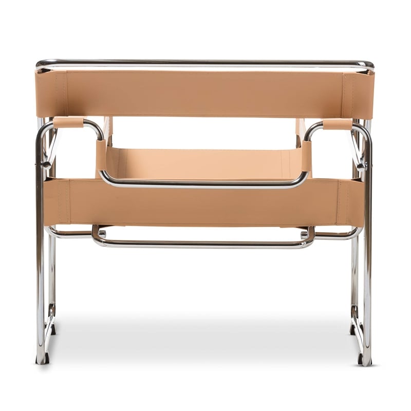Allora Bonded Leather and Steel Frame Accent Chair in Tan