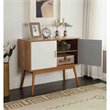Allora 2-Large Cabinets with Shelf Storage Console in White and Natural