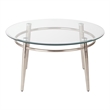 Allora Mid-Century Round Top Metal/Glass Coffee Table in Brushed Nickel/Clear