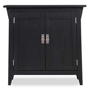 Allora Mid-Century Solid Wood 2 Doors Hall Stand in Black Slate