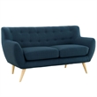Allora Mid Century Modern Fabric Loveseat in Azure