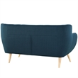 Allora Mid Century Modern Fabric Loveseat in Azure