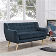 Allora Mid Century Modern Fabric Loveseat in Azure