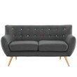 Allora Mid Century Modern Fabric Loveseat in Gray