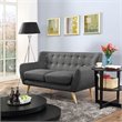 Allora Mid Century Modern Fabric Loveseat in Gray