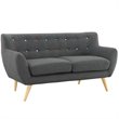Allora Mid Century Modern Fabric Loveseat in Gray