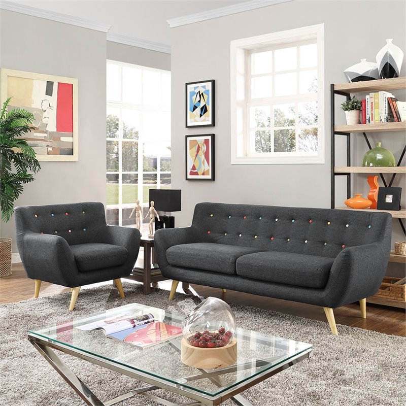 Allora 2 Piece Sofa Set in Gray