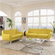 Allora 2-Piece Fabric and Rubberwood Living Room Set in Sunny Yellow