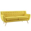 Allora 2-Piece Fabric and Rubberwood Living Room Set in Sunny Yellow
