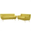 Allora 2-Piece Fabric and Rubberwood Living Room Set in Sunny Yellow