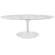 Allora Faux Marble White Coffee Table Oval Scratch Resistant 48