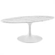 Allora Faux Marble White Coffee Table Oval Scratch Resistant 48
