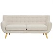 Allora Modern Polyester Fabric Upholstered Tufted Sofa in Beige/Natural