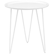 Allora Modern Fiberboard/Steel Metal End Table with Round Top in White