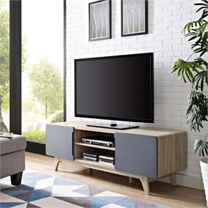 Allora Modern Wood TV Stand for TVs up to 65&quot in Natural/Gray