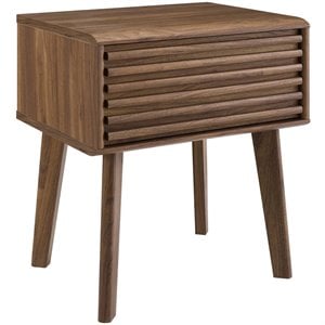 Modway Particleboard Walnut Nightstand Rectangular Smooth Wood Grain Laminate 21.5&quot H x 15&quot W x 19&quot D Unassembled