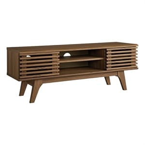 Allora Modern Wood Media Console TV Stand for TVs up to 50&quot in Walnut