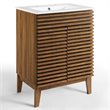 Allora Wood Walnut/White Bathroom Vanity Rectangular Adjustable Storage Shelf 32.5