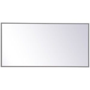 Allora 36&quot x 18&quot Mid Century Metal Frame Clear Beveled Mirror in Gray