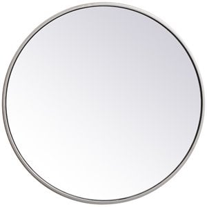 Allora 21&quot Round Mid Century Metal Frame Clear Beveled Mirror in Silver