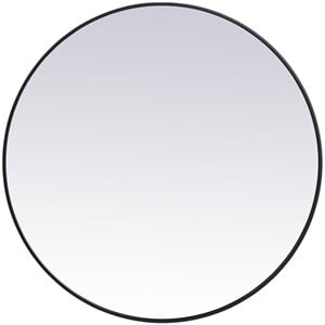 Allora 39&quot Round Mid Century Metal Frame Clear Beveled Mirror in Blak
