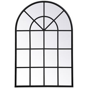 Allora 42&quot x 28&quot Mid Century Metal Windowpane Frame Clear Mirror in Black