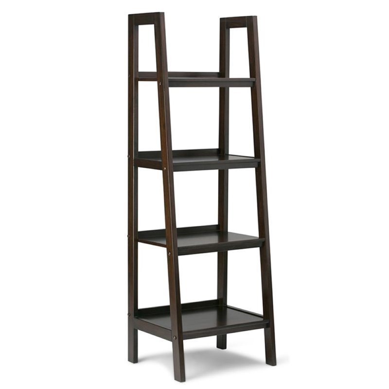 Allora 4 Shelf Solid Wood Ladder Bookcase in Saddle Brown