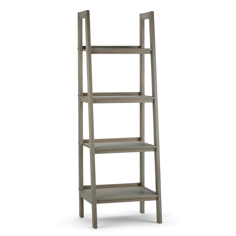 Allora 4 Shelf Solid Wood Ladder Bookcase in Saddle Brown