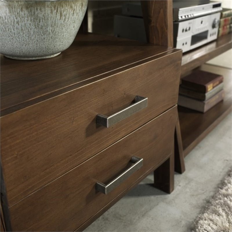 Allora 4 Shelf Solid Wood Ladder Bookcase in Saddle Brown