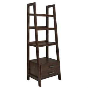 Allora 4 Shelf Solid Wood Ladder Bookcase in Saddle Brown