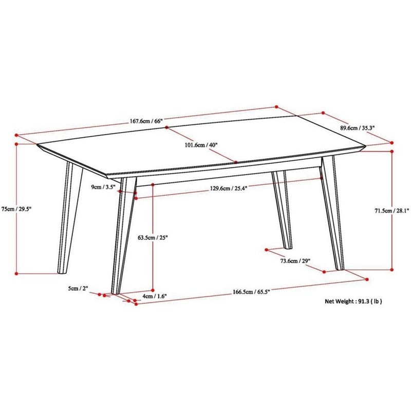 Allora Mid Century Dining Table in Java Brown