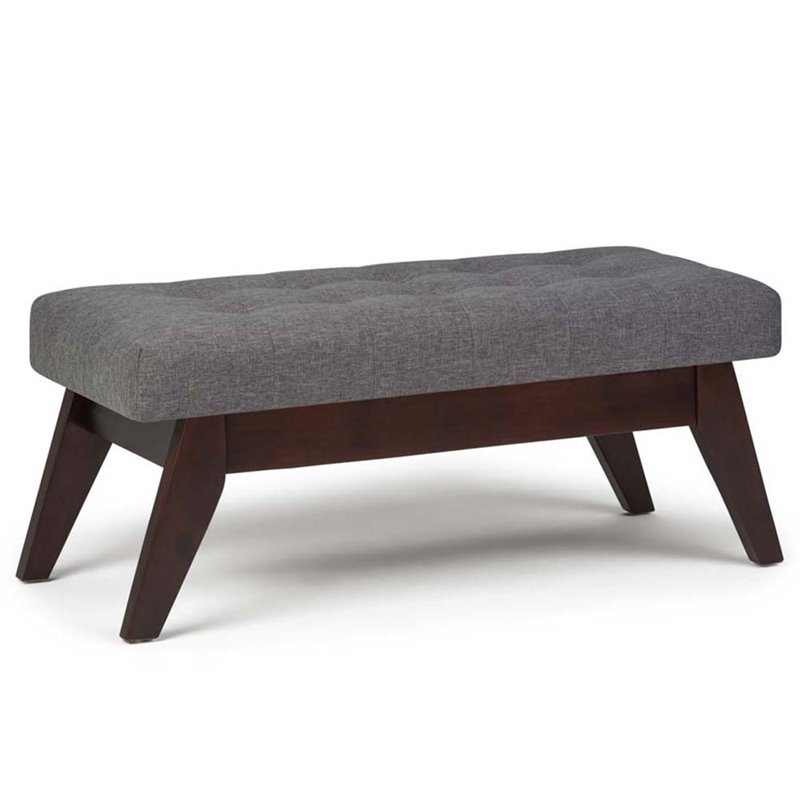 Allora Mid Century Linen Upholstered Ottoman in Slate Gray