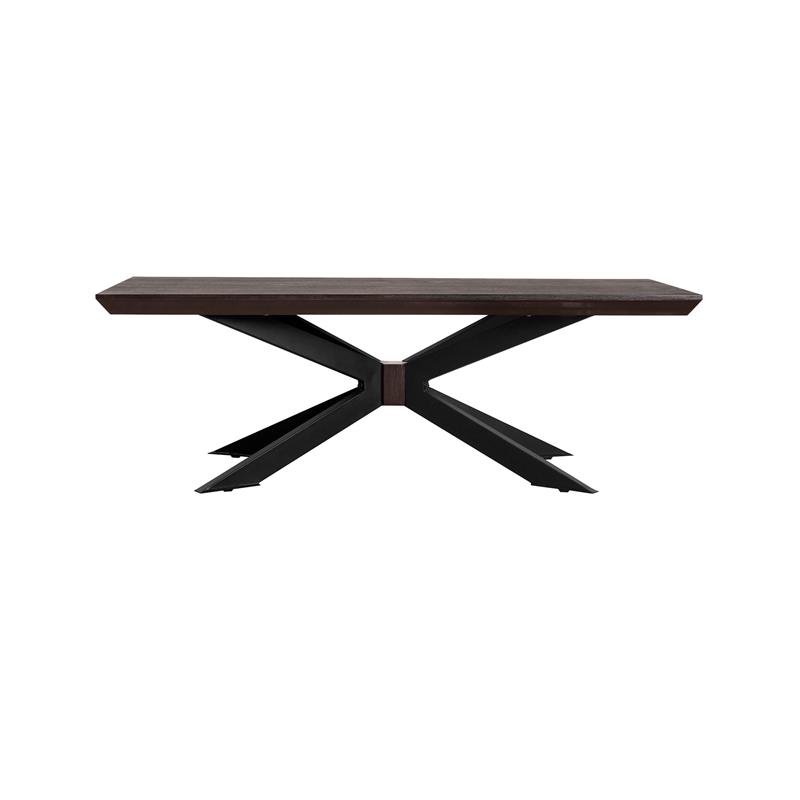 Allora Mid-Century Metal Coffee Table in Brushed Coffee Bean/Natural Black