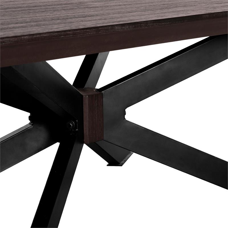 Allora Mid-Century Metal Coffee Table in Brushed Coffee Bean/Natural Black