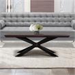 Allora Mid-Century Metal Coffee Table in Brushed Coffee Bean/Natural Black