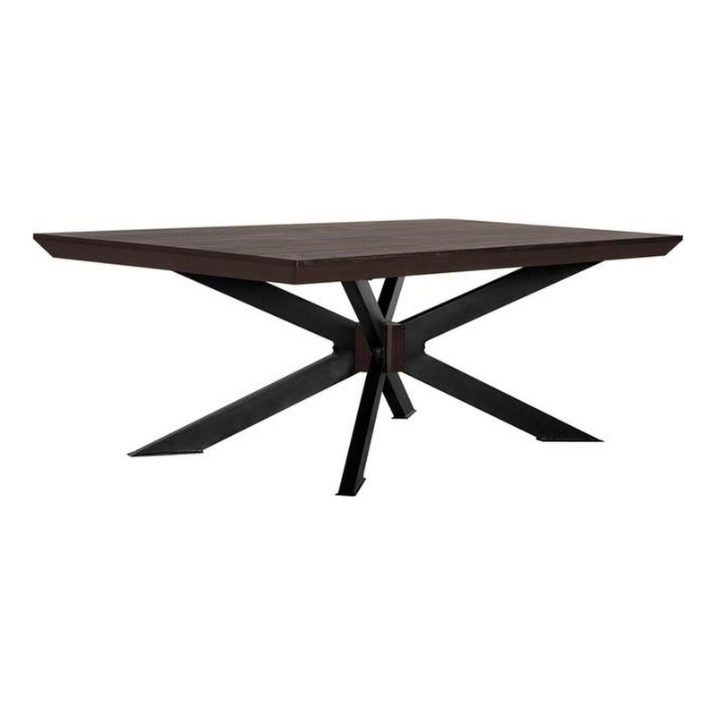 Allora Mid-Century Metal Coffee Table in Brushed Coffee Bean/Natural Black