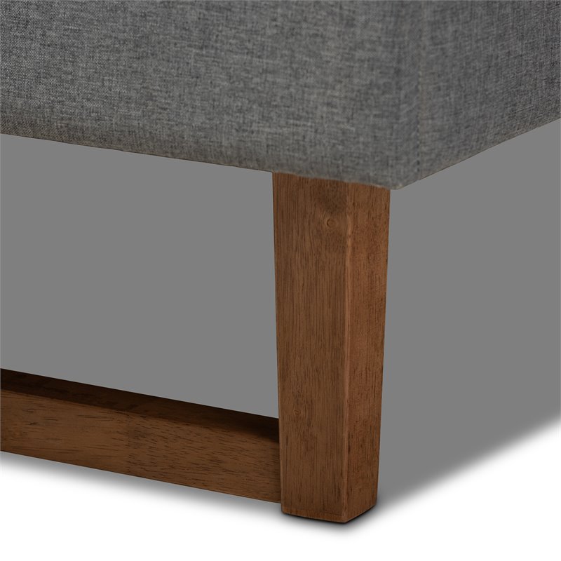 Allora Mid-Century Wood and Fabric Full Platform Bed in Dark Gray