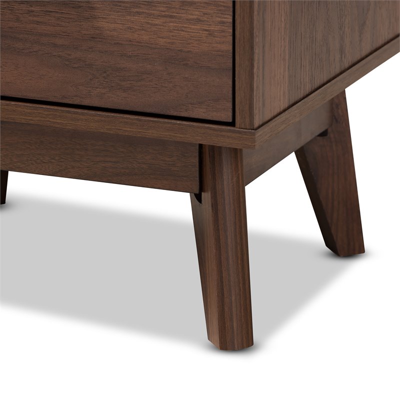 Allora Mid-Century 1-Drawer Wood Nightstand in Walnut Brown