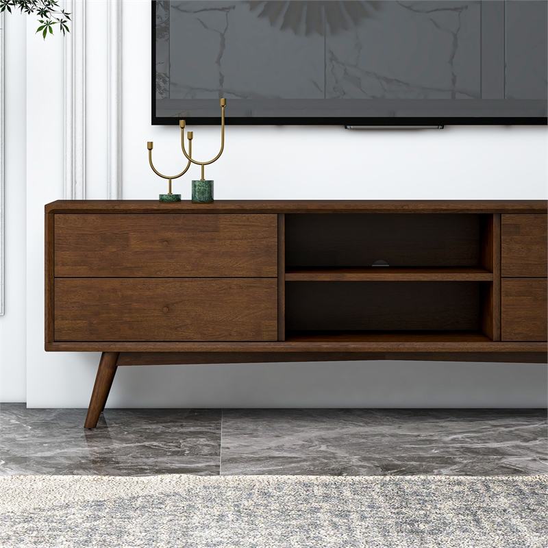 Allora Mid-Century 6-Storage Cabinet Wood TV Stand for TVs up to 65