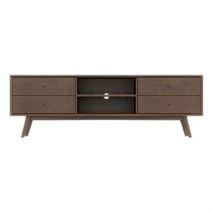 Allora Mid-Century 6-Storage Cabinet Wood TV Stand for TVs up to 65&quot in Walnut