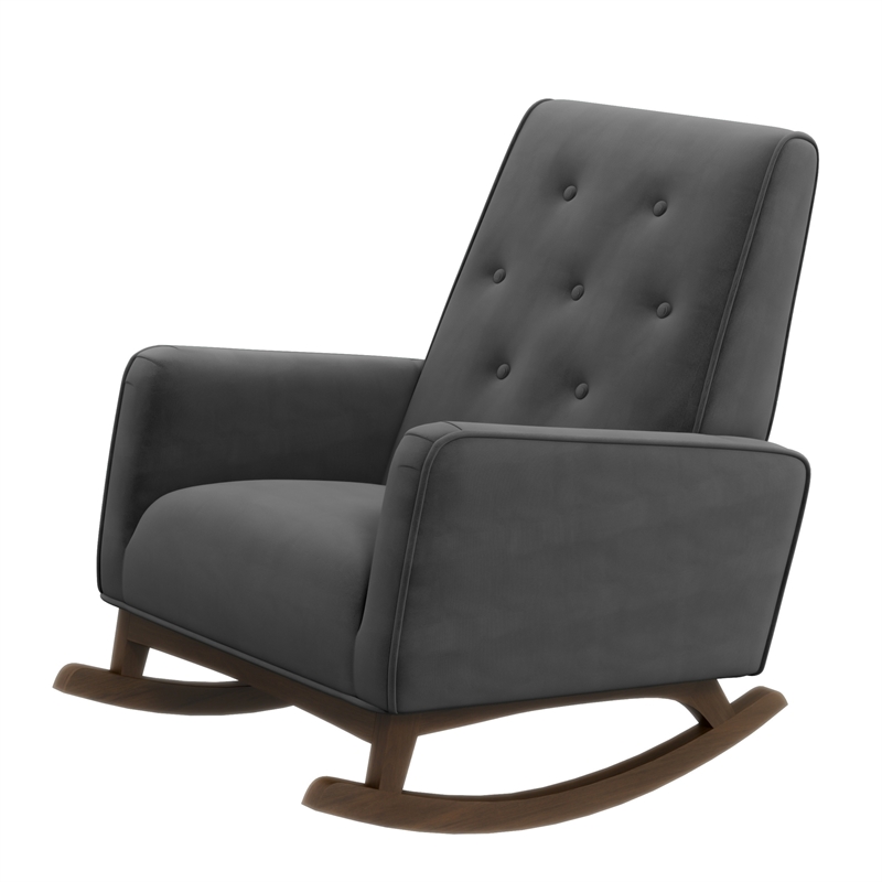 AlloraTight Back Microfiber Upholstered Rocking Chair in Dark Gray