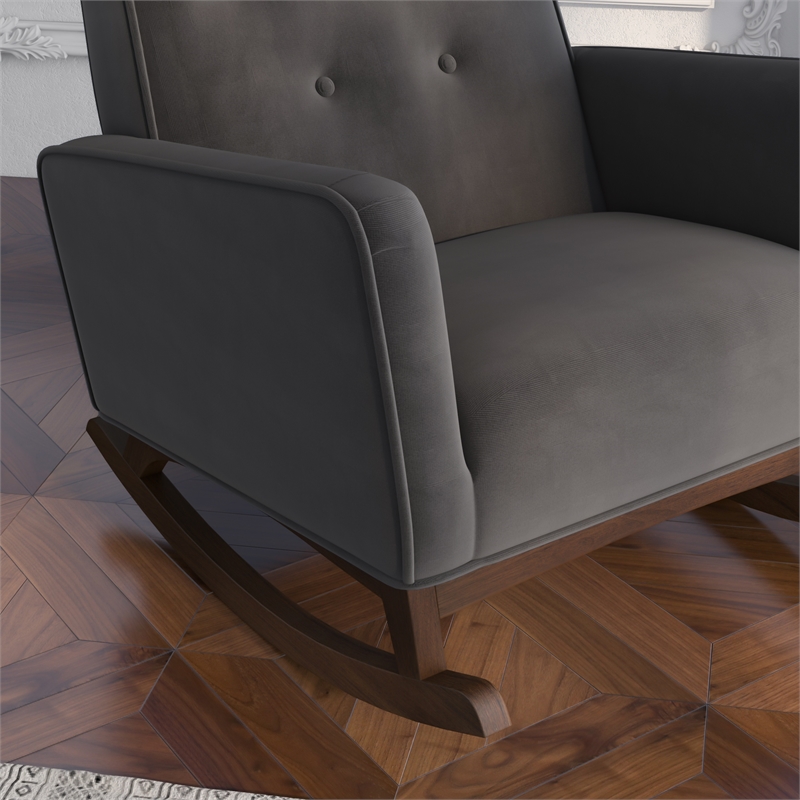 AlloraTight Back Microfiber Upholstered Rocking Chair in Dark Gray