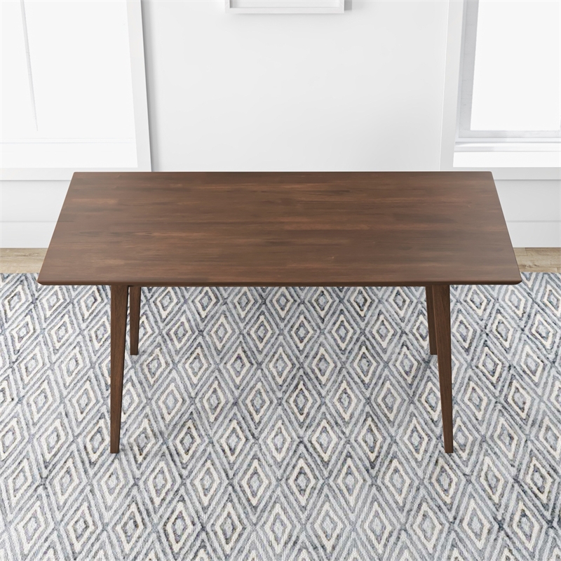 Allora Mid Century Modern Wood Large Dining Table in Brown Walnut