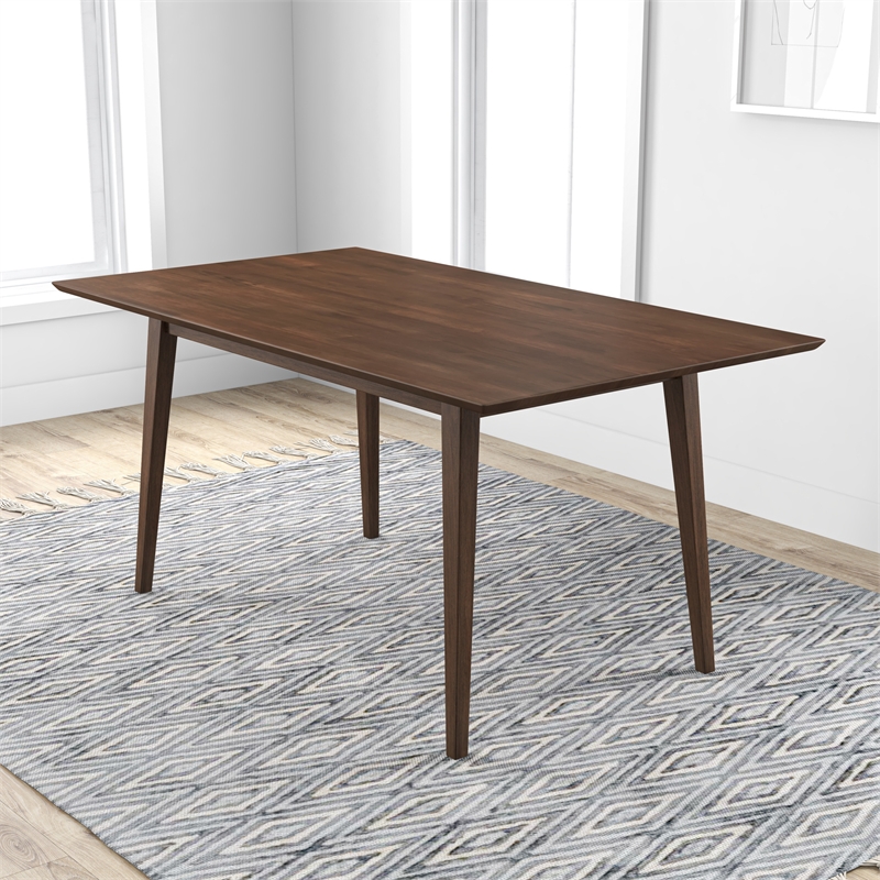 Allora Mid Century Modern Wood Large Dining Table in Brown Walnut