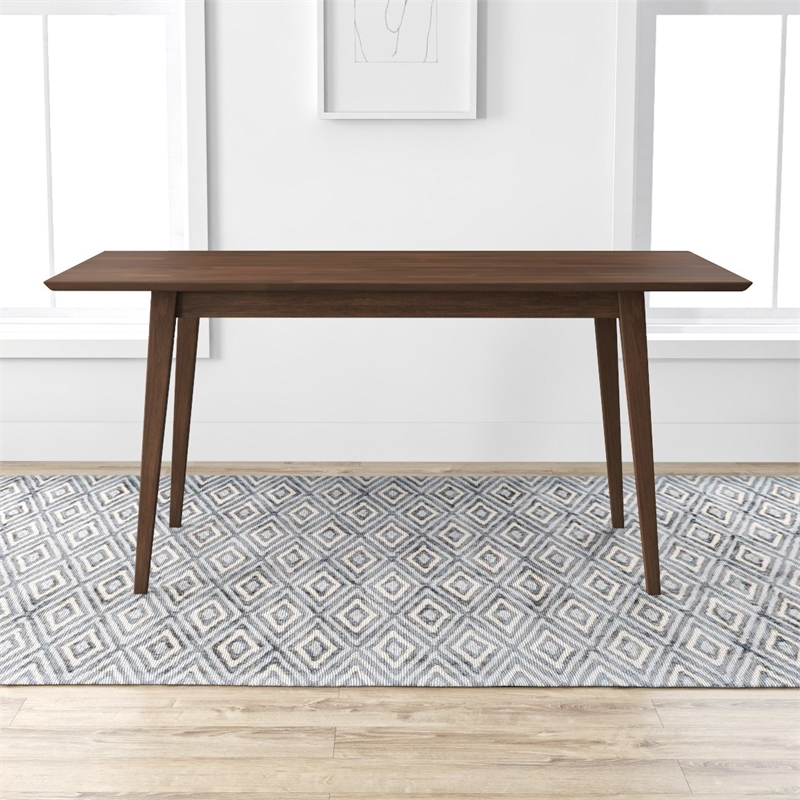 Allora Mid Century Modern Wood Large Dining Table in Brown Walnut