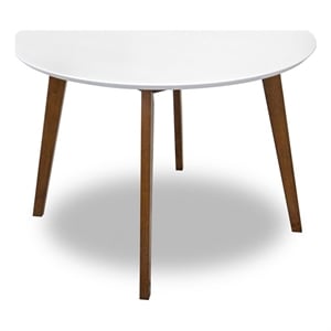 Allora Modern 43&quot Solid Wood Round Dining Table in Walnut/White