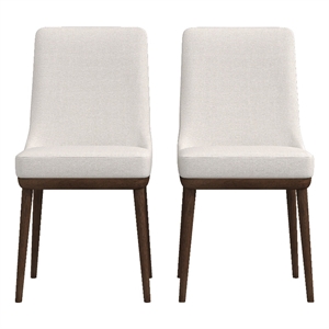 Allora 19&quotWood and Fabric Upholstered Dining Chair in Beige/Walnut (Set of 2)